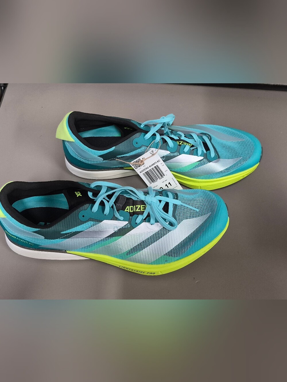 Adidas Unisex Adizero Avanti XC Spikes, Flash Aqua/Zero Met/ Lucid Lemon - Picture 5 of 14